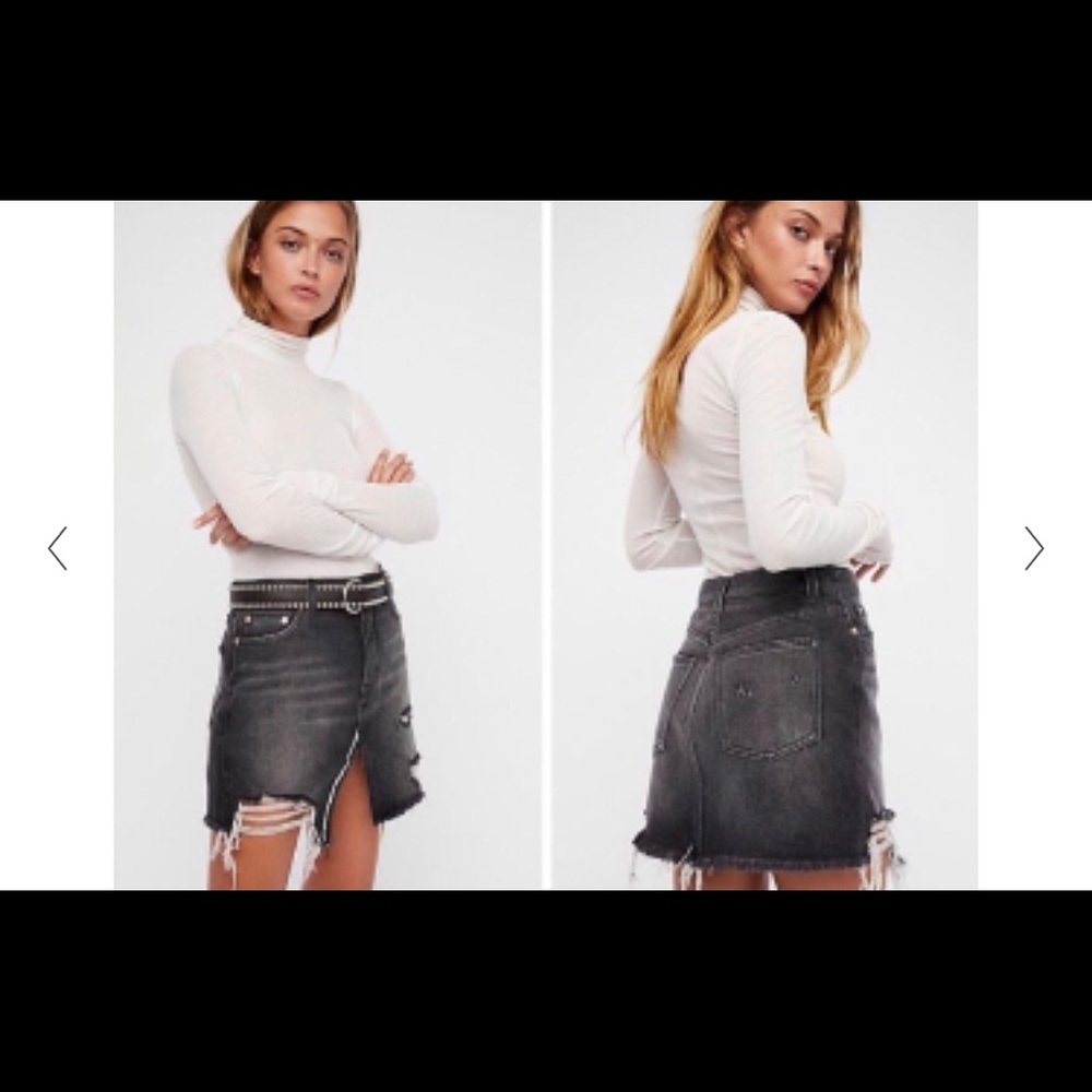 Free People Jean Mini Skirt
